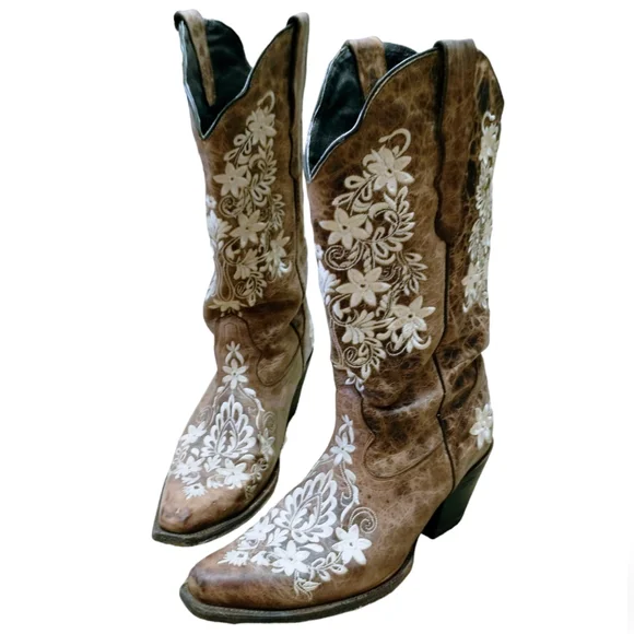 Moreria (Leather) Embroidered Floral Women's Western Boots. Size/9.5 - Picture 8 of 15